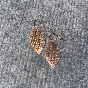 Rose Gold Textured Leaf Earrings